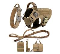 Arnés De Perro Táctico Militar De Correa De Collar con Bolsas Ajuste De Chaleco De Entrenamiento De Perros De Nylon Ajustable para Pastores Alemán Labrador Alemanes,Brown,L