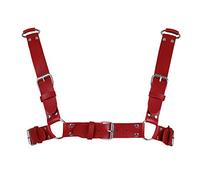 Arnés de piel para hombre, correa de pecho punk, cinturón ajustable, gótico, para carnaval, baile, accesorios, Rojo vino, Talla única