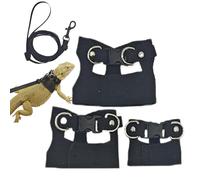 Arnés de piel sintética ajustable con cuerda de remolque. Chaleco de entrenamiento para animales pequeños, arnés de 3 vías para pasear al aire libre, arnés de lagarto, arnés de reptil, perro de dragón