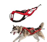 Arnés De Tracción para Perros, Arnés De Mushing con Espalda En X para Ejercicios De Trineo, Arnés De Trineo con Peso para Perros Grandes, Husky, Skijoring Y Scootering,Rojo,L