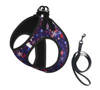 Arnés de verano para cachorros con estampado americano de estrellas rojas y azules, con reflectante, accesorios para perros y gatos pequeños, medianos y grandes