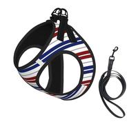 Arnés de verano para cachorros con estampado de rayas rojas, azules, blancas y grises, con reflectante, accesorios para perros y gatos pequeños, medianos y grandes