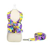 Arnés de verano para perro, arnés de flores rosas, vestido para mascotas, gatos, perro, juego de arnés para cachorros, arnés para chihuahua, Yorkshire Terrier (XL, H2)