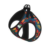 Arnés de verano para perro con estampado bohemio de arte popular mexicano con correa, arnés ajustable y reflectante para cachorros, chaleco para mascotas