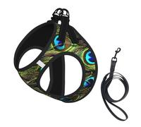 Arnés de verano para perro con estampado de pavo real, chaleco suave y ligero, arnés transpirable para mascotas reflectante para caminar fácilmente