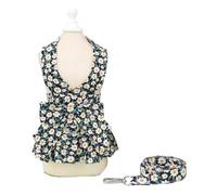Arnés de verano para perro, vestido de arnés de flores rosas, para mascotas, gatos, perro, juego de arnés para cachorros, kit de arnés para chihuahua, Yorkshire Terrier (L,E2)