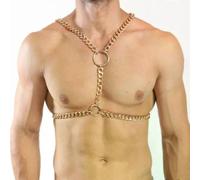 Arnés fetiche con cadena de metal sexy para hombre, ropa interior, accesorios para orgías en discotecas.