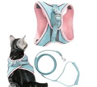 Arnés Gatito Y Leing Set - Chaleco de Paseo de Gato transpirable, Diseño a prueba de escape suave con hebilla de seguridad | Accesorios CAT ligeros para una noche segura o de día con ajuste