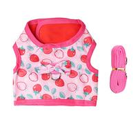 Arnés para Conejo, Ropa para Mascotas con Diseño de Fresa, Estampado Suave y Transpirable, Correa con Cuerda de Sujeción para Cobayas y Pequeños Animales - Material Cómodo, Fácil (Metro)