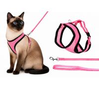 arnes para Gatos - arnés Harms Rosa con Correa a Juego - Nylon Transpirable Ajustable y cómodo - 32cm / 36-48cm / 110cm