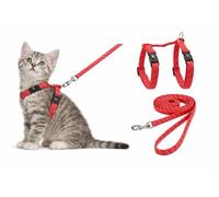 arnes para Gatos - Gatito Elza Coral - 15-22cm - 20-30cm - Correa 120cm - Nylon Ajustable - Reflectante - con mosqueton