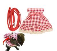 Arnés para hámster, juego de vestido con correa para animales pequeños, ropa flexible para animales pequeños con cuerda principal para conejo, hurón, ardilla, hámster