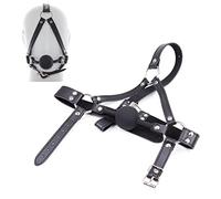 Arnés para la cabeza Bondage con mordaza bucal Bola SM Arnés para la cabeza de cuero Mordaza bucal de silicona Juego sexual erótico ajustable BDSM Esclavo Fetiche Juguetes sexuales para adultos