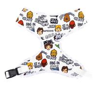 Arnés para mascotas de Star Wars, collar de perro, hebilla de plástico, personajes y citas de Star Wars, collage de dibujos animados gris