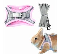 Arnés para mascotas, juego de arnés y correa de conejo, chaleco transpirable para mascotas, chaqueta con tiras reflectantes para gatitos pequeños, cachorros, conejo (rosa, M)