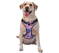 Arnés para perro, ajustable, reflectante, Oxford, fácil de controlar, con patrón de flores, rosa y azul