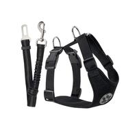 Arnés para perro, chaleco ajustable para mascotas, cinturón de seguridad acolchado transpirable, cómodo y ajustable, incluye correa para perro, utilizado para entrenar y caminar, color negro, talla L