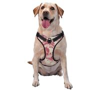 Arnés para perro, color rosa, con patrón Toile sin tirones, ajustable, reflectante, Oxford, fácil control, arnés para perro mediano y grande