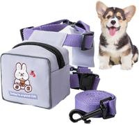 Arnés para perro con bolsillos, arnés de dibujos animados para perro con correas, arnés ajustable colorido para senderismo, lindo oso conejo, dinosaurio, para viajes, camping, senderismo (morado