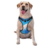 Arnés para perro con diseño de gato blanco que camina sobre el azul, minimalista, sin tirones, ajustable, reflectante, Oxford, fácil control, arnés para perro mediano