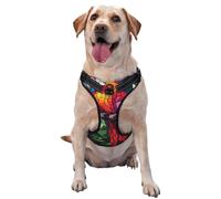 Arnés para perro con diseño de loro colorido y flores tropicales, sin tirones, ajustable, reflectante, Oxford, fácil control, arnés para perro mediano y grande