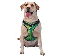 Arnés para perro con diseño de mariposas verde menta, sin tirones, ajustable, reflectante, Oxford, fácil control, arnés para perro mediano y grande