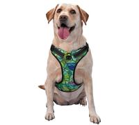Arnés para perro con diseño de vidrieras, verde lima, menta, mariposas, floral, sin tirones, ajustable, reflectante, Oxford, fácil control, arnés para perro mediano y grande