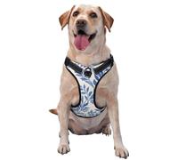 Arnés para perro con estampado botánico de bloques vintage de acuarela sin tirones, ajustable, reflectante, Oxford, fácil control, arnés para perro mediano y grande