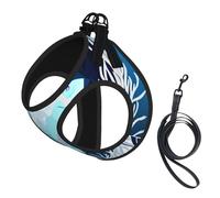 Arnés para perro con estampado de ballena animal azul profundo, chaleco con correa para mascotas para perros pequeños a medianos, perfecto para aventuras al aire libre