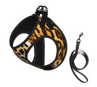 Arnés para perro con estampado de leopardo amarillo, chaleco con correa para mascotas para perros pequeños a medianos, perfecto para aventuras al aire libre
