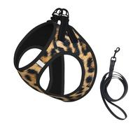 Arnés para perro con estampado de leopardo rugoso, tamaño pequeño y juego de correa, chaleco suave y ligero para cachorros, arnés de malla transpirable para mascotas