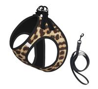 Arnés para perro con estampado de leopardo, tamaño pequeño y juego de correa, chaleco suave y ligero para cachorros, arnés de malla transpirable para mascotas