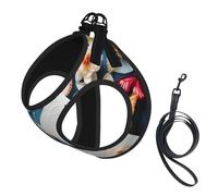 Arnés para perro con estampado de mariposas coloridas con estampado floral blanco, chaleco con correa para mascotas, chaleco ajustable y reflectante, para perros pequeños a medianos