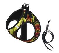 Arnés para perro con estampado de plantas carnívoras, 2 hebillas, chaleco para perro, clip frontal para correa sin tirones, para perros pequeños y medianos