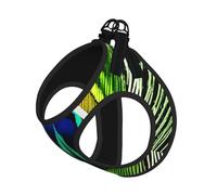 Arnés para perro con estampado de plumas de pavo real, chaleco con correa para mascotas para perros pequeños a medianos, perfecto para aventuras al aire libre