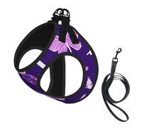 Arnés para perro con estampado floral de mariposas moradas, chaleco con correa para mascotas, chaleco ajustable y reflectante, para perros pequeños a medianos