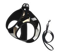 Arnés para perro con estampado triangular negro y blanco dorado con correa, chaleco transpirable para cachorros, gatos y perros, arnés ajustable para cachorros sin tirones