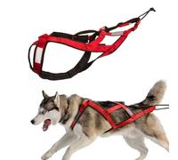 Arnés para perro de nailon con bandas reflectantes, impermeable, correas de trineo para entrenamiento y deportes caninos, ajustable y transpirable para perros de tamaño mediano y grande