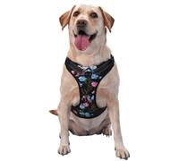 Arnés para perro, diseño retro, sin tirones, reflectante, Oxford, fácil de controlar, color rosa, blanco y azul