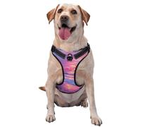 Arnés para perro, estilo bohemio, color rosa, blanco, azul, océano, atardecer, ajustable, reflectante, Oxford, fácil control, tamaño mediano y grande