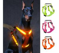 Arnés para perro iluminado, arnés reflectante para perro sin tirones que brilla en la oscuridad para caminar por la noche, chaleco de seguridad iluminado recargable por USB para perros medianos y