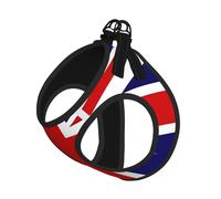 Arnés para perro mediano con correa para mascotas, tamaño pequeño, estampado de bandera del Reino Unido ajustable para gatos y perros, perfecto para caminar al aire libre
