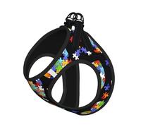 Arnés para perro pequeño con correa para mascotas, tamaño pequeño, piezas de rompecabezas de concienciación sobre el autismo, estampado de corazón, ajustable para gatos y perros, perfecto para caminar