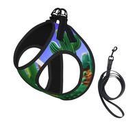 Arnés para perro pequeño con diseño de cactus y desierto, con correa, no Escape Easy Walk, arneses para cachorros para entrenamiento y caminata