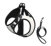 Arnés para perro pequeño con estampado de vaca en blanco y negro, con correa, no Escape Easy Walk, arneses para cachorros para entrenamiento y caminata