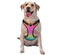 Arnés para perro Rainbow Glitter sin tirones, ajustable, reflectante, Oxford, fácil control, mediano y grande