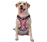 Arnés para perro retro rosa, blanco y azul, sin tirones, ajustable, reflectante, Oxford, fácil control, tamaño mediano y grande
