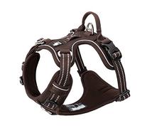 Arnés para Perro sin suéter de Nailon Flexible Reflectante Ajustable para Animal doméstico pequeño Grande TLH56512(L, marrón)