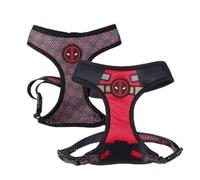 Arnés para Perros de Deadpool - Talla S/M - Color Rojo y Negro - Arnés Antitirones y Ajustable Adiestramiento - Elaborado en Poliéster 100% - Producto Original Diseñado en España