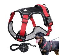 Arnés para perros grandes, Arnés para perros con asa,Arnés reflectante transpirable para perros Arnés ajustable para perros - Arnés flexible para tirar del perro, conjunto de collar para caminar, trot